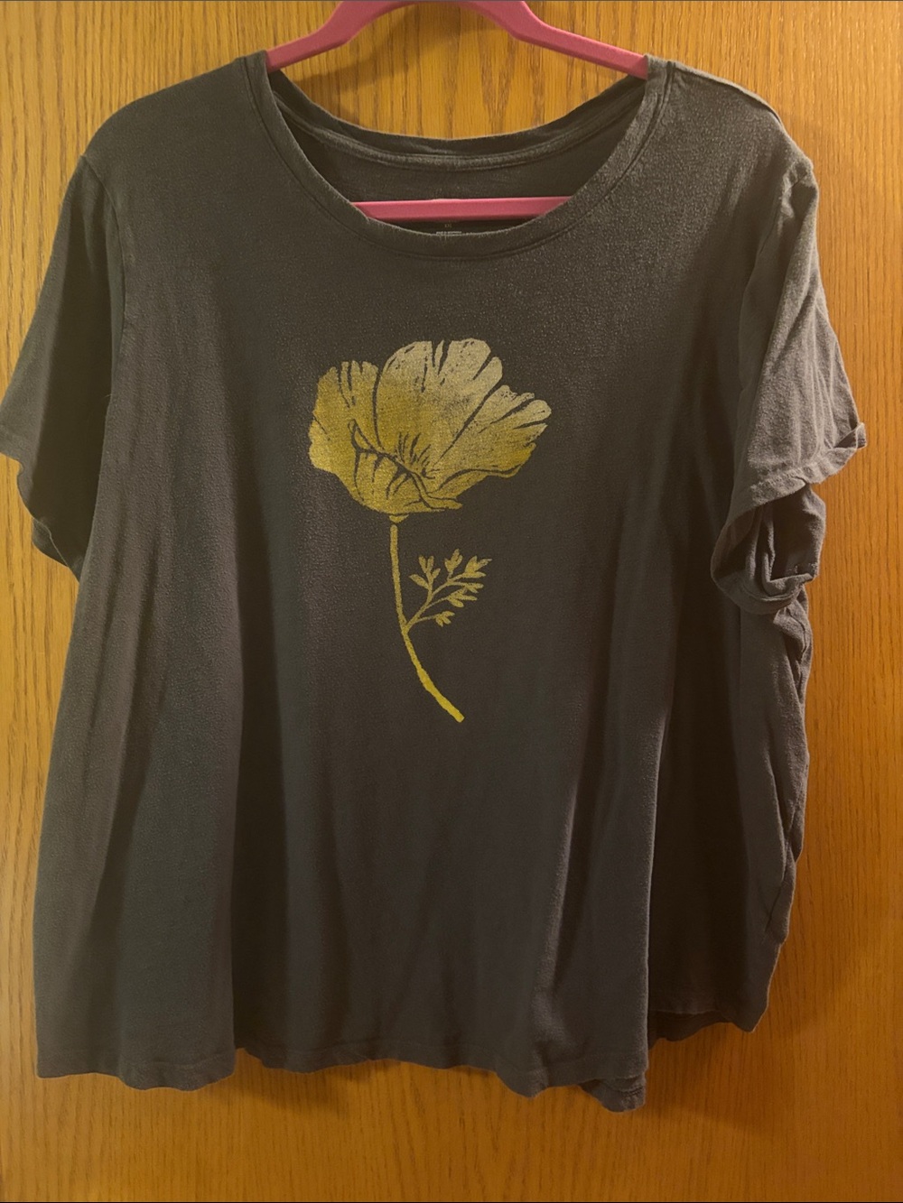 Women’s Black Tee with Gold Floral Print - Brand